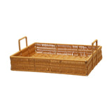 Maxbell Woven Serving Tray Portable Tea Tray Storage Tray for Snack Dinner Breakfast Large Brown