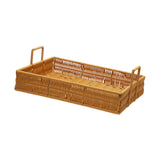Maxbell Woven Serving Tray Portable Tea Tray Storage Tray for Snack Dinner Breakfast Large Brown