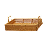 Maxbell Woven Serving Tray Portable Tea Tray Storage Tray for Snack Dinner Breakfast Large Brown