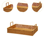 Maxbell Woven Serving Tray Portable Tea Tray Storage Tray for Snack Dinner Breakfast Large Brown