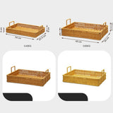 Maxbell Woven Serving Tray Portable Tea Tray Storage Tray for Snack Dinner Breakfast Large Brown