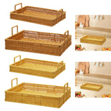 Maxbell Woven Serving Tray Portable Tea Tray Storage Tray for Snack Dinner Breakfast Large Brown