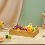 Maxbell Woven Serving Tray Portable Tea Tray Storage Tray for Snack Dinner Breakfast Large Yellow