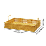 Maxbell Woven Serving Tray Portable Tea Tray Storage Tray for Snack Dinner Breakfast Large Yellow