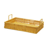 Maxbell Woven Serving Tray Portable Tea Tray Storage Tray for Snack Dinner Breakfast Large Yellow