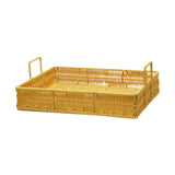Maxbell Woven Serving Tray Portable Tea Tray Storage Tray for Snack Dinner Breakfast Large Yellow