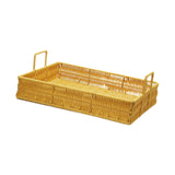 Maxbell Woven Serving Tray Portable Tea Tray Storage Tray for Snack Dinner Breakfast Large Yellow