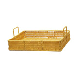 Maxbell Woven Serving Tray Portable Tea Tray Storage Tray for Snack Dinner Breakfast Large Yellow