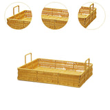 Maxbell Woven Serving Tray Portable Tea Tray Storage Tray for Snack Dinner Breakfast Large Yellow