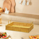 Maxbell Woven Serving Tray Portable Tea Tray Storage Tray for Snack Dinner Breakfast Large Yellow