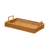 Maxbell Woven Serving Tray Portable Tea Tray Storage Tray for Snack Dinner Breakfast Small Brown