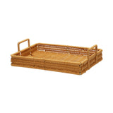 Maxbell Woven Serving Tray Portable Tea Tray Storage Tray for Snack Dinner Breakfast Small Brown