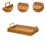 Maxbell Woven Serving Tray Portable Tea Tray Storage Tray for Snack Dinner Breakfast Small Brown