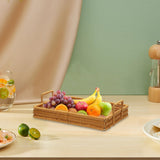 Maxbell Woven Serving Tray Portable Tea Tray Storage Tray for Snack Dinner Breakfast Small Brown