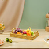 Maxbell Woven Serving Tray Portable Tea Tray Storage Tray for Snack Dinner Breakfast Small Yellow