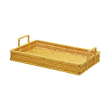 Maxbell Woven Serving Tray Portable Tea Tray Storage Tray for Snack Dinner Breakfast Small Yellow