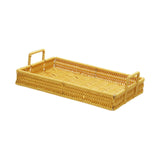 Maxbell Woven Serving Tray Portable Tea Tray Storage Tray for Snack Dinner Breakfast Small Yellow