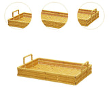 Maxbell Woven Serving Tray Portable Tea Tray Storage Tray for Snack Dinner Breakfast Small Yellow
