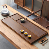 Maxbell Bamboo Tea Tray Simple Sturdy Kungfu Tea Table for Household Tea Room Office 70x32x3.5cm