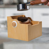 Maxbell Espresso Knock Box Wood Coffee Ground Knock Container for Bar Kitchen Office