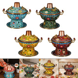 Maxbell Shabu Shabu Hot Pot Sturdy Stockpot Family Gathering Home Use Copper Hot Pot blue