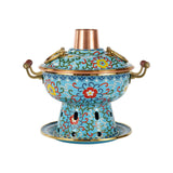 Maxbell Shabu Shabu Hot Pot Sturdy Stockpot Family Gathering Home Use Copper Hot Pot blue