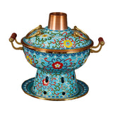 Maxbell Shabu Shabu Hot Pot Sturdy Stockpot Family Gathering Home Use Copper Hot Pot blue