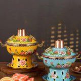 Maxbell Shabu Shabu Hot Pot Sturdy Stockpot Family Gathering Home Use Copper Hot Pot blue