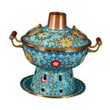 Maxbell Shabu Shabu Hot Pot Sturdy Stockpot Family Gathering Home Use Copper Hot Pot blue