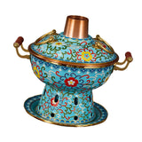 Maxbell Shabu Shabu Hot Pot Sturdy Stockpot Family Gathering Home Use Copper Hot Pot blue