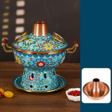 Maxbell Shabu Shabu Hot Pot Sturdy Stockpot Family Gathering Home Use Copper Hot Pot blue