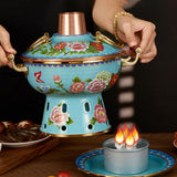 Maxbell Shabu Shabu Hot Pot Sturdy Stockpot Family Gathering Home Use Copper Hot Pot blue