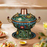 Maxbell Shabu Shabu Hot Pot Sturdy Stockpot Family Gathering Home Use Copper Hot Pot green
