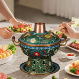 Maxbell Shabu Shabu Hot Pot Sturdy Stockpot Family Gathering Home Use Copper Hot Pot green