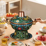 Maxbell Shabu Shabu Hot Pot Sturdy Stockpot Family Gathering Home Use Copper Hot Pot green