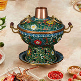 Maxbell Shabu Shabu Hot Pot Sturdy Stockpot Family Gathering Home Use Copper Hot Pot green
