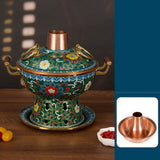 Maxbell Shabu Shabu Hot Pot Sturdy Stockpot Family Gathering Home Use Copper Hot Pot green