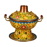 Maxbell Shabu Shabu Hot Pot Sturdy Stockpot Family Gathering Home Use Copper Hot Pot yellow