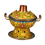 Maxbell Shabu Shabu Hot Pot Sturdy Stockpot Family Gathering Home Use Copper Hot Pot yellow