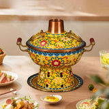 Maxbell Shabu Shabu Hot Pot Sturdy Stockpot Family Gathering Home Use Copper Hot Pot yellow