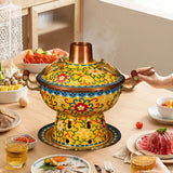 Maxbell Shabu Shabu Hot Pot Sturdy Stockpot Family Gathering Home Use Copper Hot Pot yellow