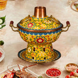 Maxbell Shabu Shabu Hot Pot Sturdy Stockpot Family Gathering Home Use Copper Hot Pot yellow