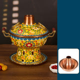 Maxbell Shabu Shabu Hot Pot Sturdy Stockpot Family Gathering Home Use Copper Hot Pot yellow