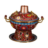 Maxbell Shabu Shabu Hot Pot Sturdy Stockpot Family Gathering Home Use Copper Hot Pot red