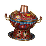 Maxbell Shabu Shabu Hot Pot Sturdy Stockpot Family Gathering Home Use Copper Hot Pot red