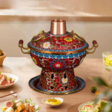 Maxbell Shabu Shabu Hot Pot Sturdy Stockpot Family Gathering Home Use Copper Hot Pot red