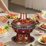 Maxbell Shabu Shabu Hot Pot Sturdy Stockpot Family Gathering Home Use Copper Hot Pot red