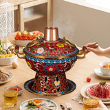 Maxbell Shabu Shabu Hot Pot Sturdy Stockpot Family Gathering Home Use Copper Hot Pot red
