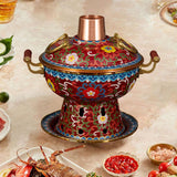 Maxbell Shabu Shabu Hot Pot Sturdy Stockpot Family Gathering Home Use Copper Hot Pot red