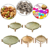 Maxbell Bamboo Woven Basket Tray Round Storage Tray for Vegetables Breakfast Cabinet 22cm Green
